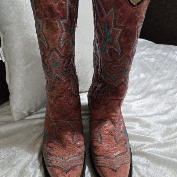 Pink and Turquoise Cowboy Boots By Corral Size 8 - Picture 11 of 14